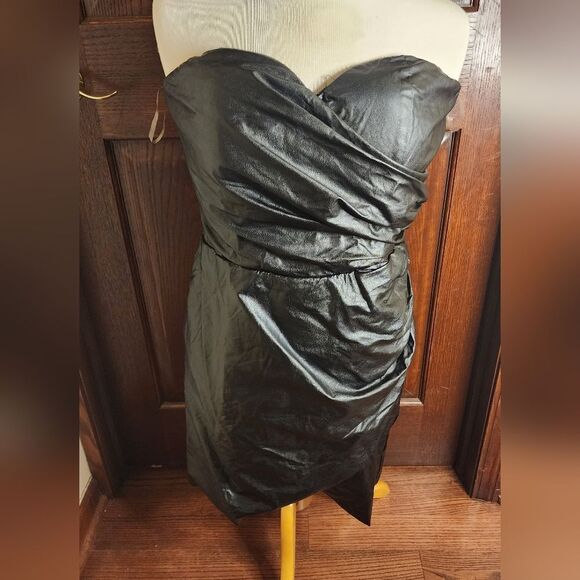 Collective The Label Black Strapless Faux Leather Mini Dress Us 12 - Picture 1 of 9